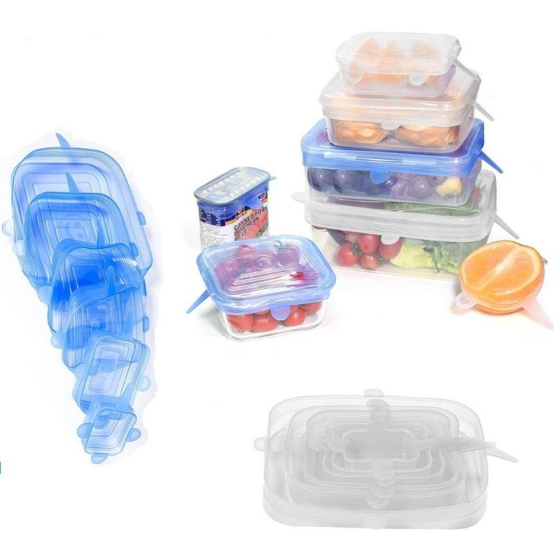 Kit 6 Capa De Silicone Universal Reutilizável Elástica Para Cozinha Geladeira