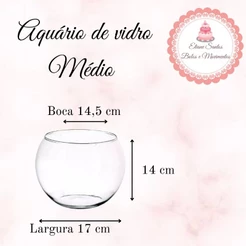 Aquário de vidro Medio para bolo
