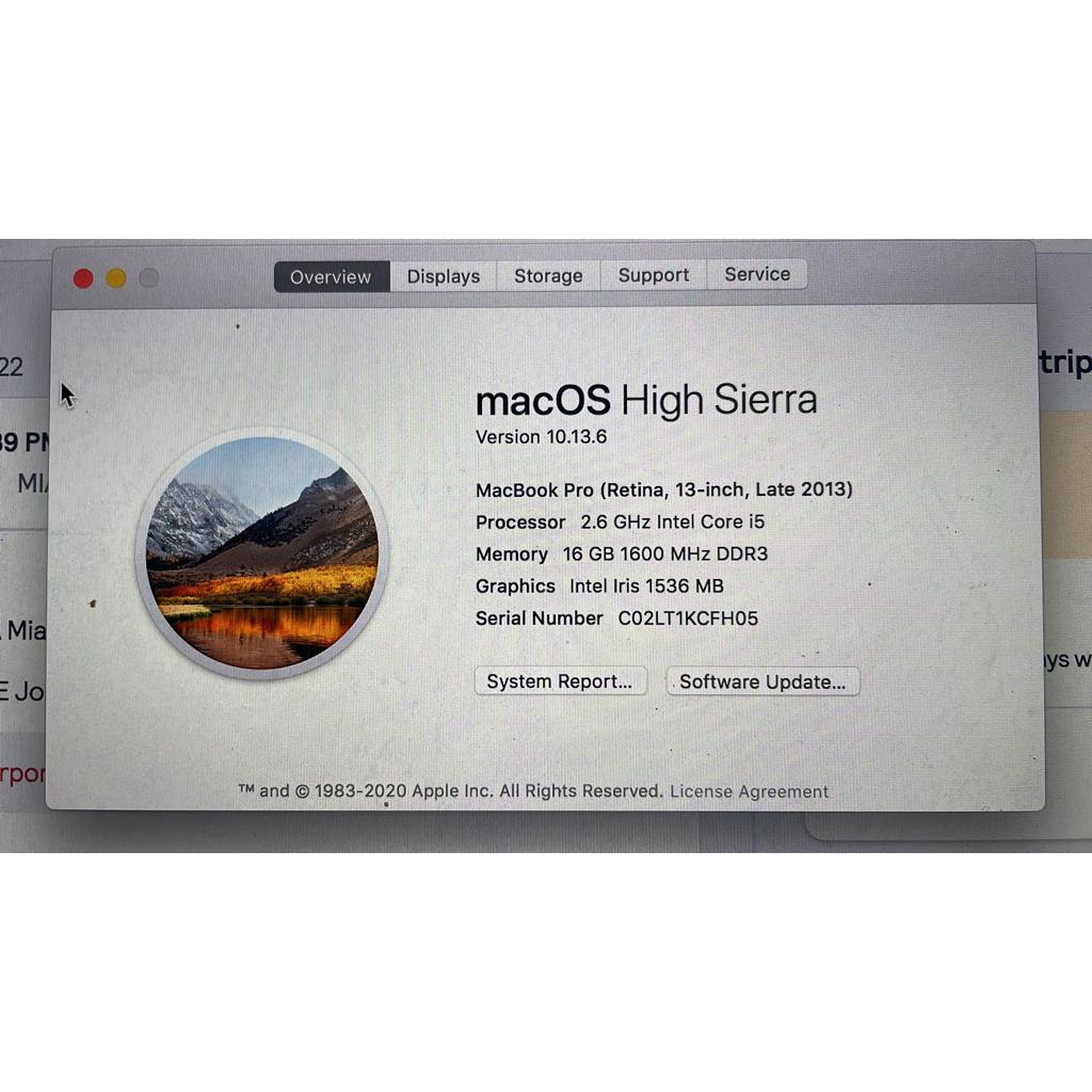 MacBook Pro 13 High Sierra Os - Late 2013 - Versão 10.13.6