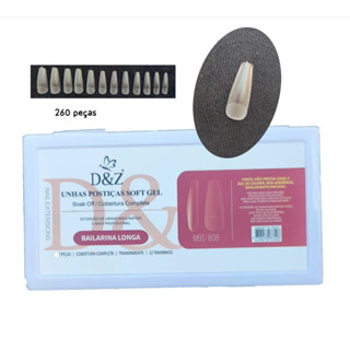 260 Unidades Unhas Postiças SOFT GEL D&Z Unha Postiça Bailarina Longa, Almond Medium