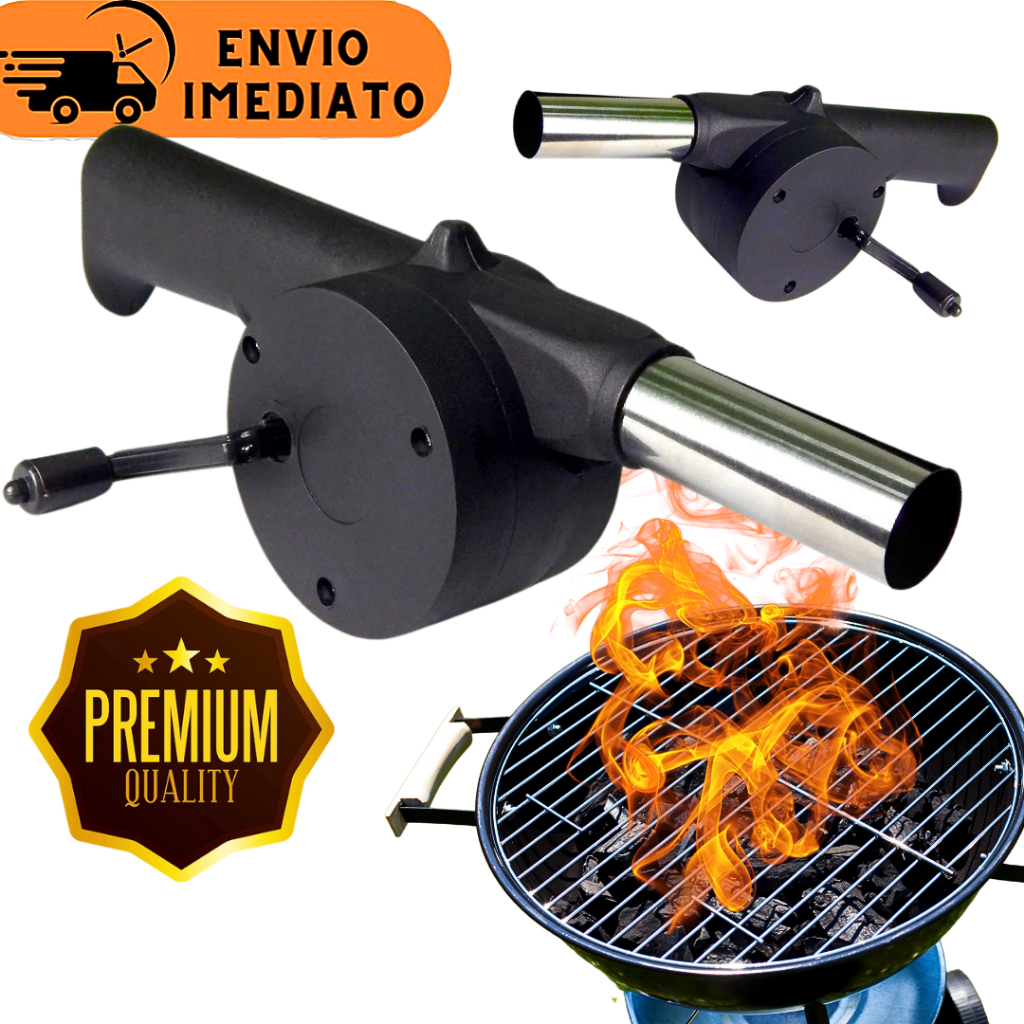 Soprador Acendedor Para Churrasqueira Original Fazedor de Vento Manual Prático e Moderno Para Churrasqueira Para Churrasco Aquece Brasa Acende Churrasqueira Carvão