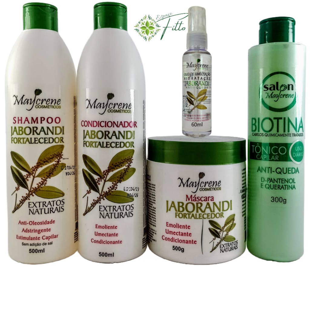 kit Jaborandi antiqueda + tônico capilar+ óleo de jaborandi 60ml maycrene