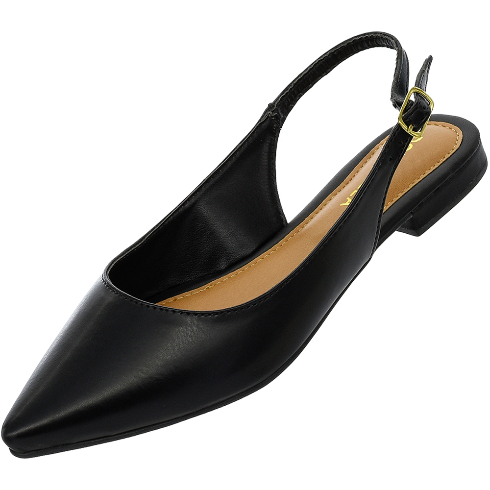 Sapatilha sandalia rasteira bico fino Slingback  Feminina sapato Trabalho Dia a Dia Social Original Fivela Confort