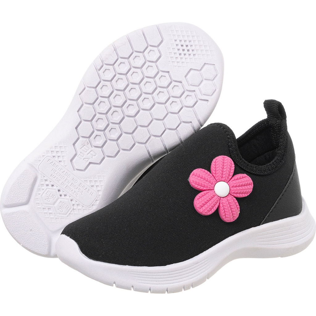 Tênis Infantil Menina Flor Delicado Sapatinho Calce Fácil Confortável 20ao 34 em Oferta na Shopee