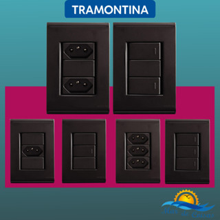 Tomadas 10a 20a Interruptores Teclas Placas 4x2 e 4x4 Linha Liz Grafite Tramontina