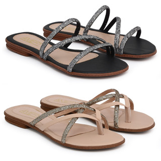 KIT 2 PARES Rasteirinha Confortável Rasteira Amery Shoes Sandália Dia a Dia Flat Chinelo De Brilho Moda Blogueira 08 887/08 782