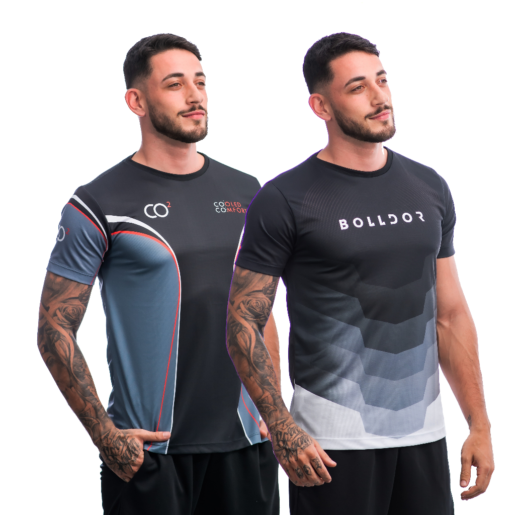 kit 2 camisas Academia Masculina Dry Fit Com Proteção Uv B5 e CO2