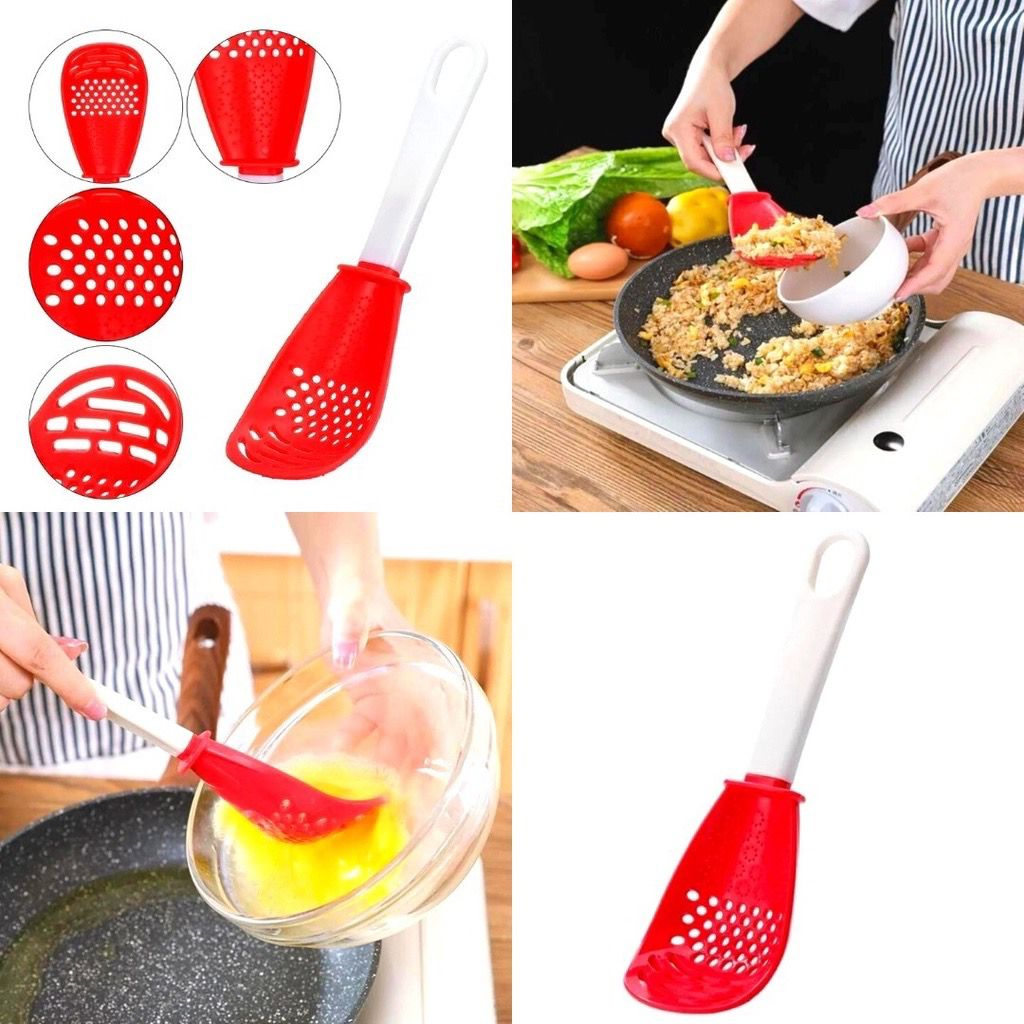 Escumadeira multiuso Espumadeira Culinária Silicone Ralador Amassador All In One 6em1