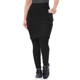 Calça Saia Fitness Moda Evangélica C/ Bolso Cristã Cós Alto em Oferta na Shopee