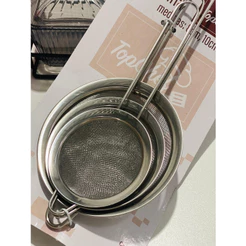 Kit 3peca Peneira Coador de Metal inox 8, 10 e 12cm Original Line