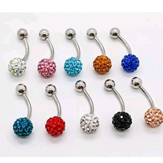 kit 12 Uni Piercing de Umbigo com Pedrinhas de strass Colorido Aleatorio