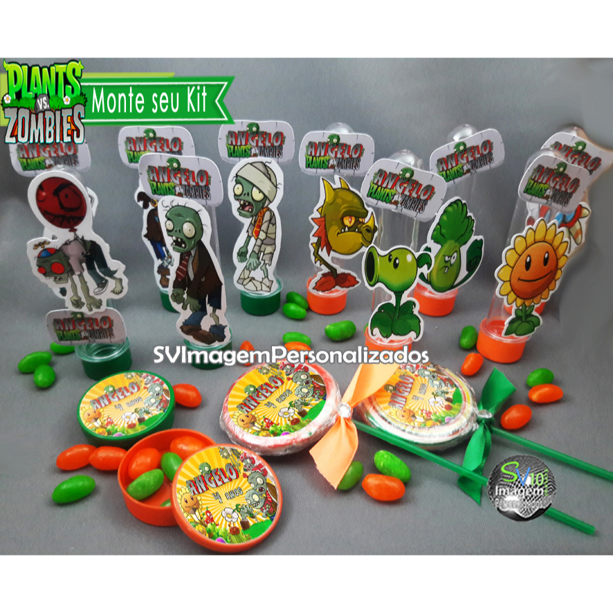 Festa Plants vs Zombies Tubete Caixinha Latinha Personalizada Lembrancinha Aniversário Envio Rápido
