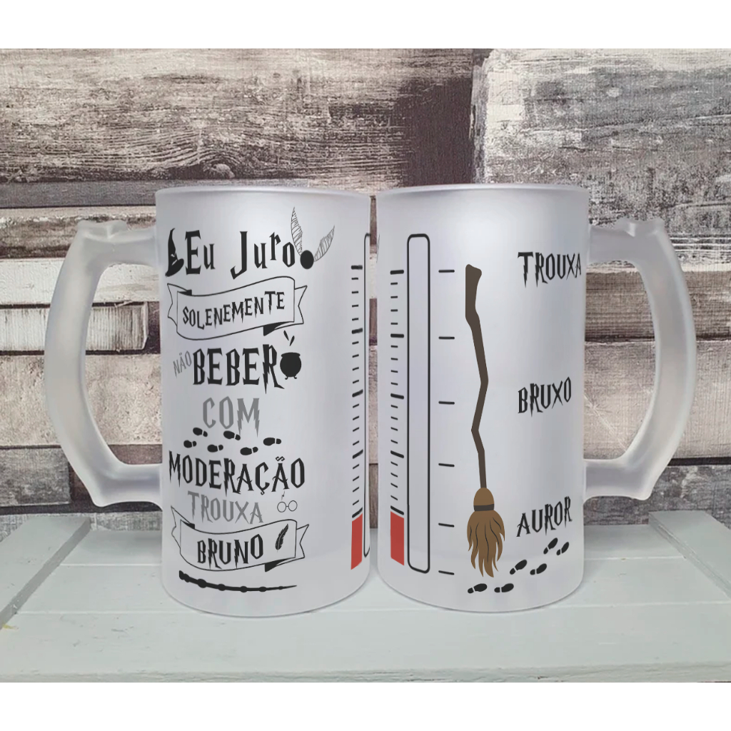 Caneca de Chopp Harry Potter 475ml c/ NOME Vidro Jateado