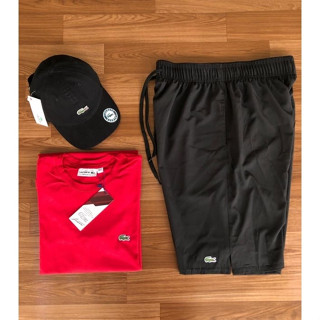 Kit Lacoste Camiseta + Bermuda + Boné Jacaré Bordado