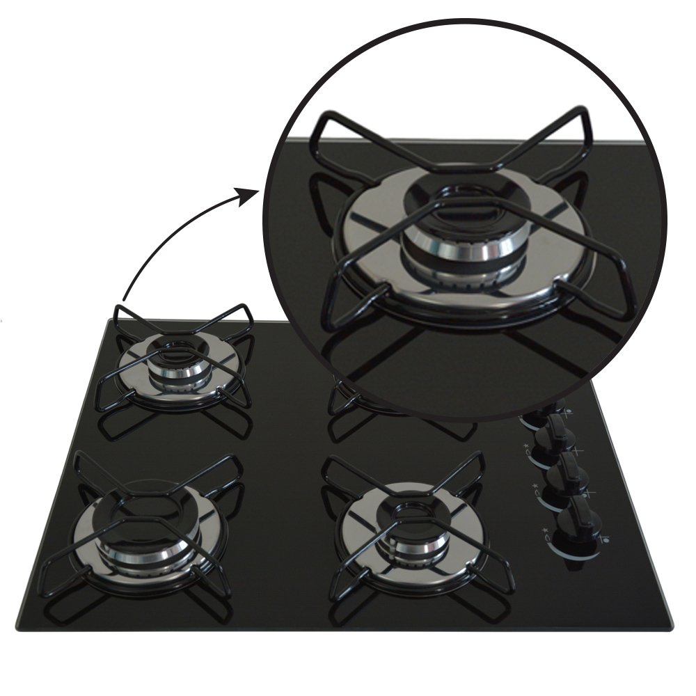 Fogão Cooktop Classic Gás 4 Bocas Ultra Chama 127v/220v Preto