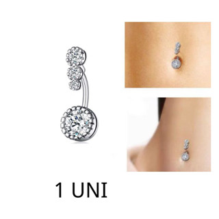 1 Piercing De Umbigo Com Bola De Strass Anel P/barriga E Corpo
