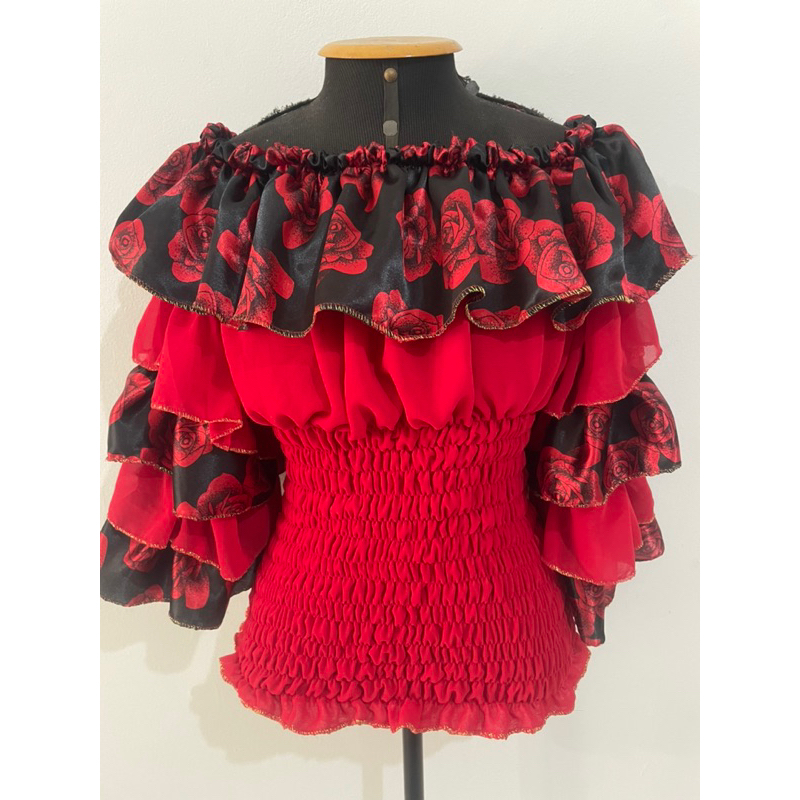Blusa Feminina em Chiffon e Cetim Estampado - Moda Religiosa