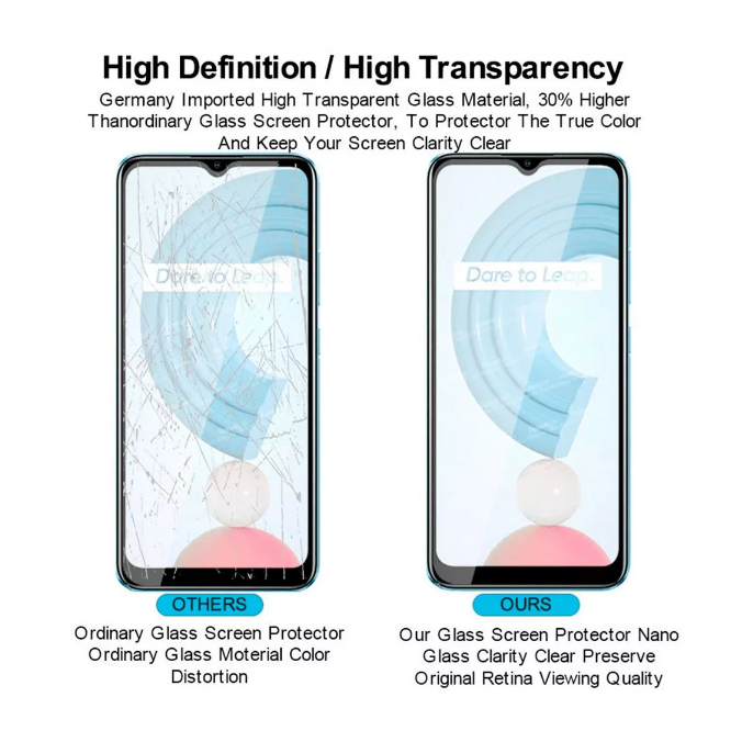 Kit 2 Película de Vidro 3D Anti Queda Realme C21Y C25 C30S - detalhe