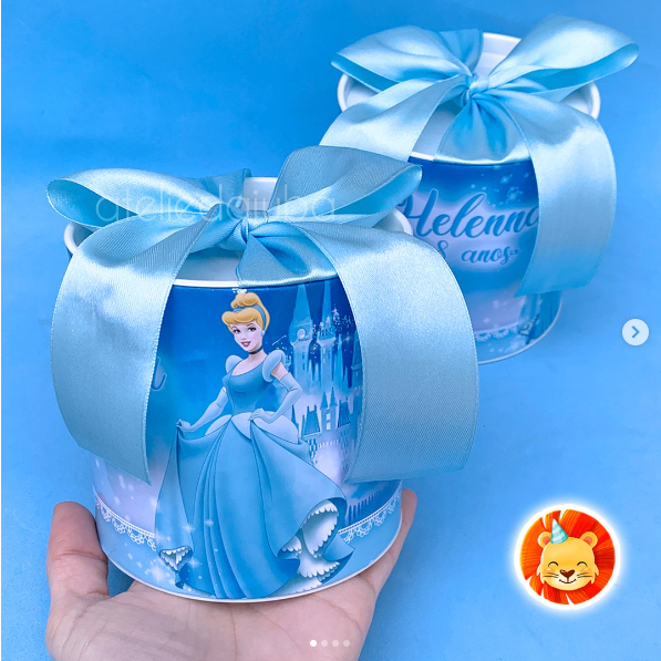 KIT Tubolatas Personalizada Lembrancinha Cinderela Princesas - 10X10 cm