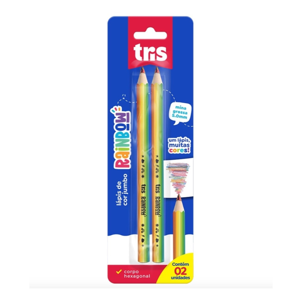 Lápis de Cor Jumbo Rainbow Multicor - 2 Unidades