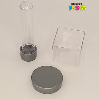 Kit Festa 30 Itens - 10 Caixinhas 5X5 / 10 Latinhas 5x1 / 10 Tubetes 13cm