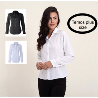 camisete camisa social feminina manga longa gabardine passa fácil direto da fábrica