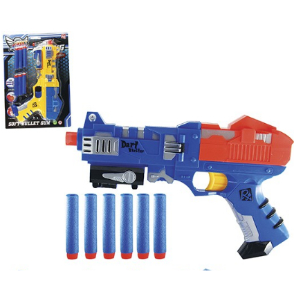 Pistola Lança Atira Dardos 6 Balas De Espuma Similar Nerf
