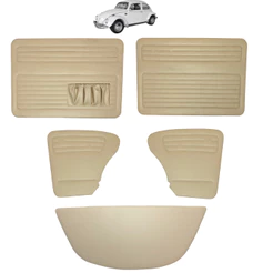 Forro Porta Vw Fusca 63-77 Jogo 5 Peças Com Bolsa Bege
