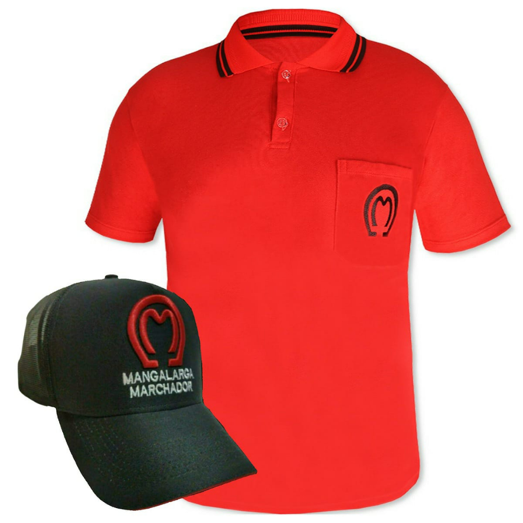 Camisa Polo Mangalarga Masculina Com Bordado Mangalarga + Boné Mangalarga Preto