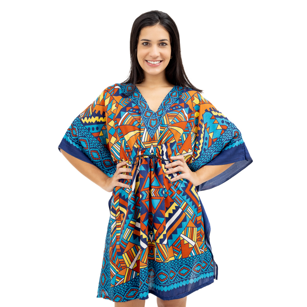 Bata Kaftan Indiana Curta Estampada Hippie Boho Saida de Praia Casual em Oferta na Shopee