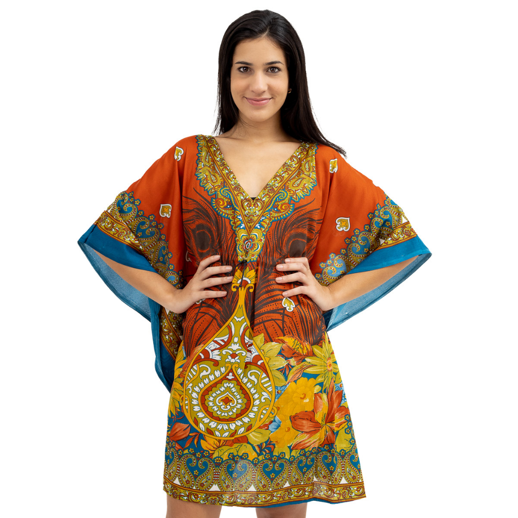 Bata Kaftan Curta Varias Estampas Confortavel Boho Chic em Oferta na Shopee