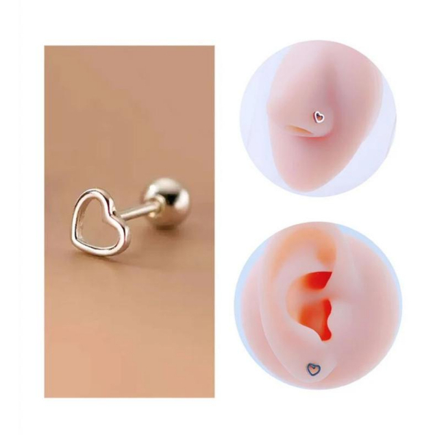1 Piercing Borda Coração Prata em Oferta na Shopee