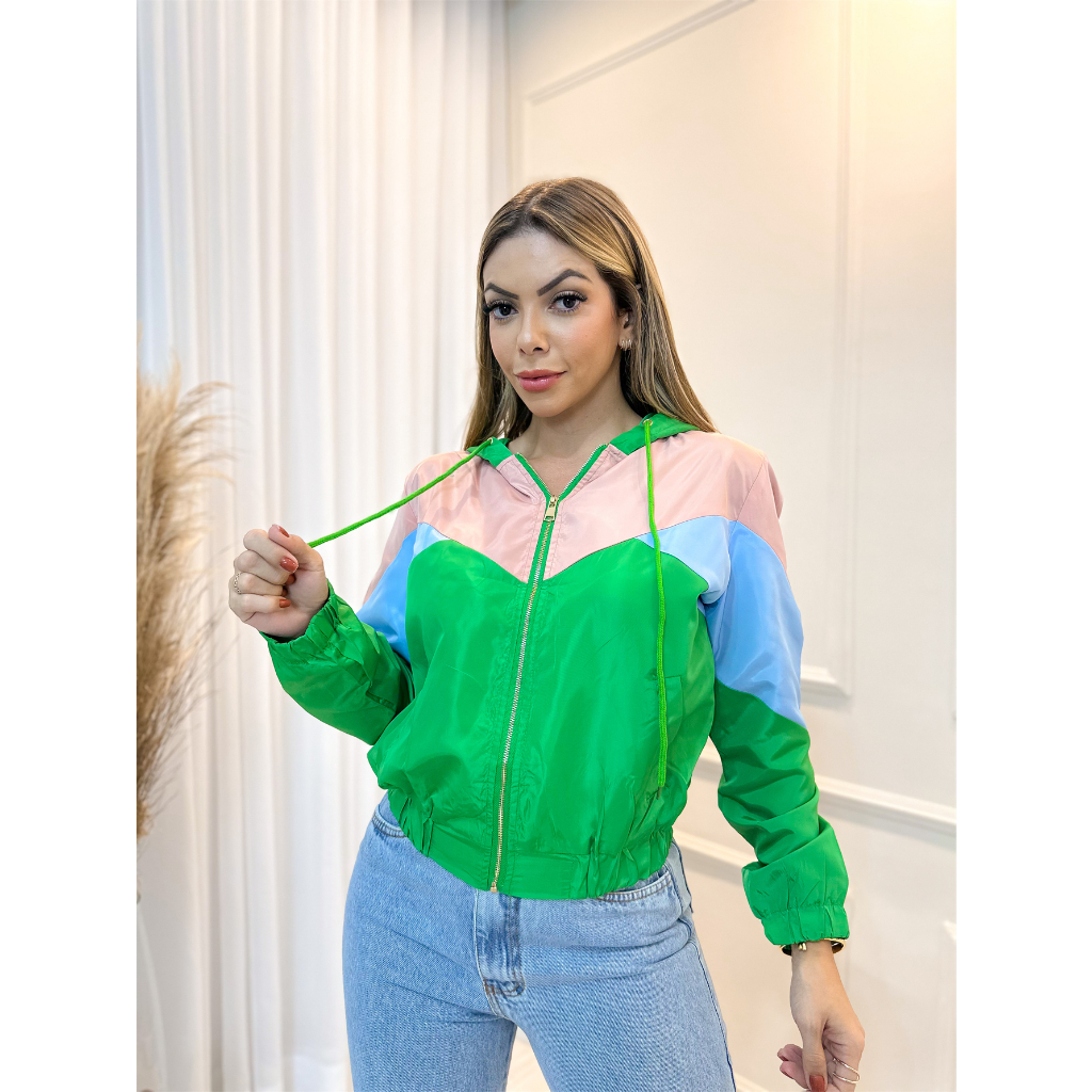 Bomber Feminina Jaqueta Forrada Colorido Com capuz e bolso 3RD SD2271