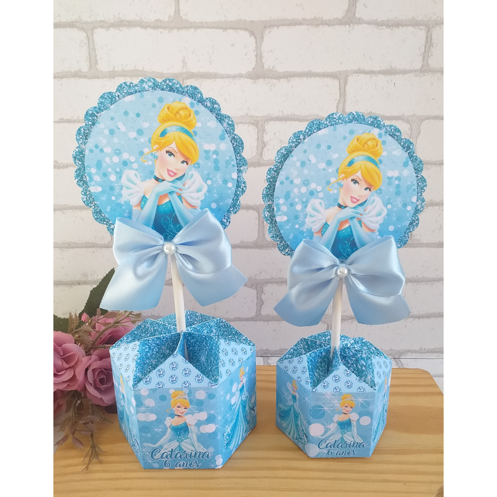 Centro de mesa Tema Cinderela - kit festa - lembrancinha - caixinhas personalizadas - festa infantil
