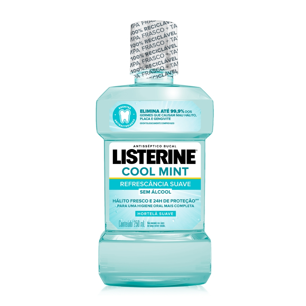 LISTERINE® Cool Mint Enxaguante Bucal Sem Álcool, 250mL