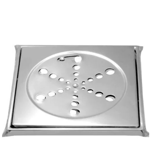 Ralo Grelha Aço Inox Quadrado 15x15 Cm Com Fecho Com caixilho