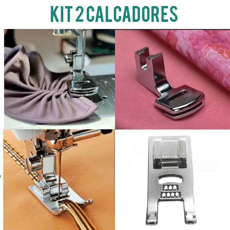 Kit  2 Calcador De -franzir E Cordões - Para Maquina Domestica (c2+c47) em Oferta na Shopee