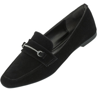 Mocassim Sapatilha Sapato Feminino Bico Quadrado Confortável Camurça Loafer