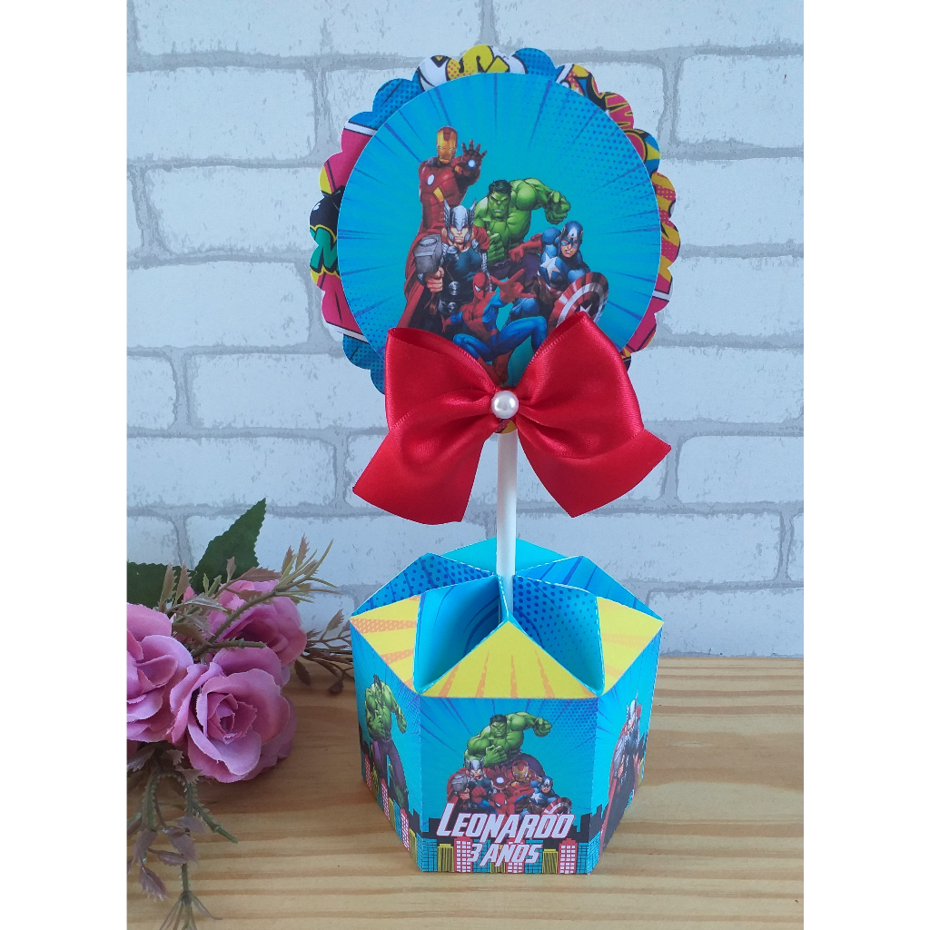Centro de Mesa Vingadores Kit Festa | Personalizados | Aniversários | Papelaria Personalizada | caixinhas | Lembr