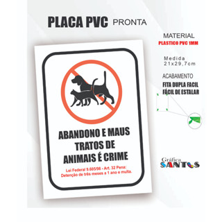 Placa  PVC  COM DUPLAFACE - TEMA - abandono e maus tratos de animal