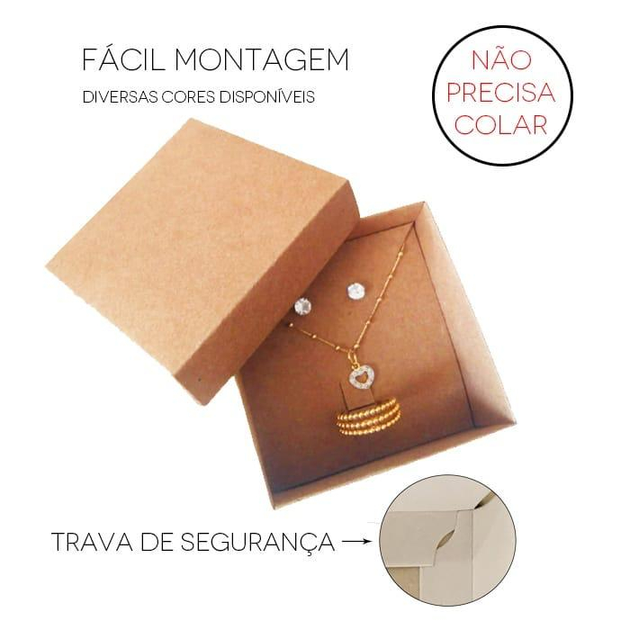 20 Caixa Caixinha para Bijuteria Semijoia Joia Presente Lembrancinha em Papel Reciclado Kraft com Berço