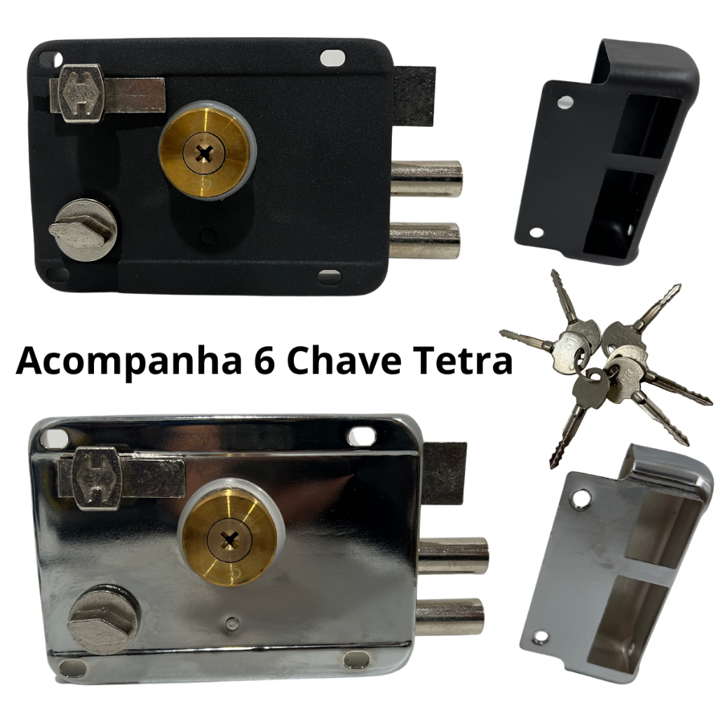 Fechadura de Sobrepor com trava Dupla e 6 Chave Tetra