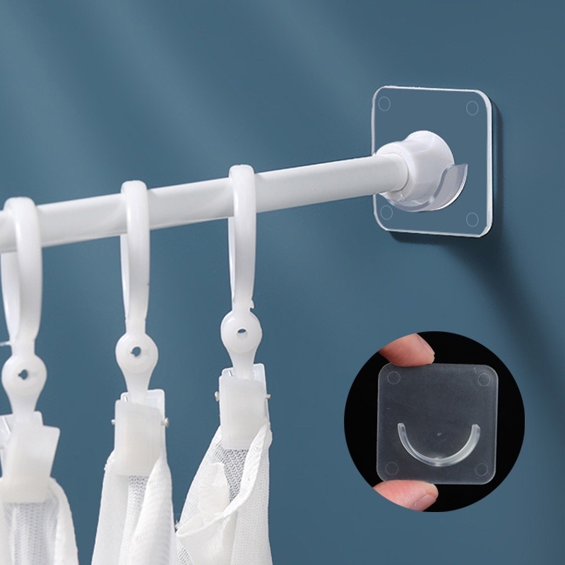 Suporte De Vara De Cortina Ganchos De Parede Branco Auto-Adesivo Pegando Grancho em Oferta na Shopee