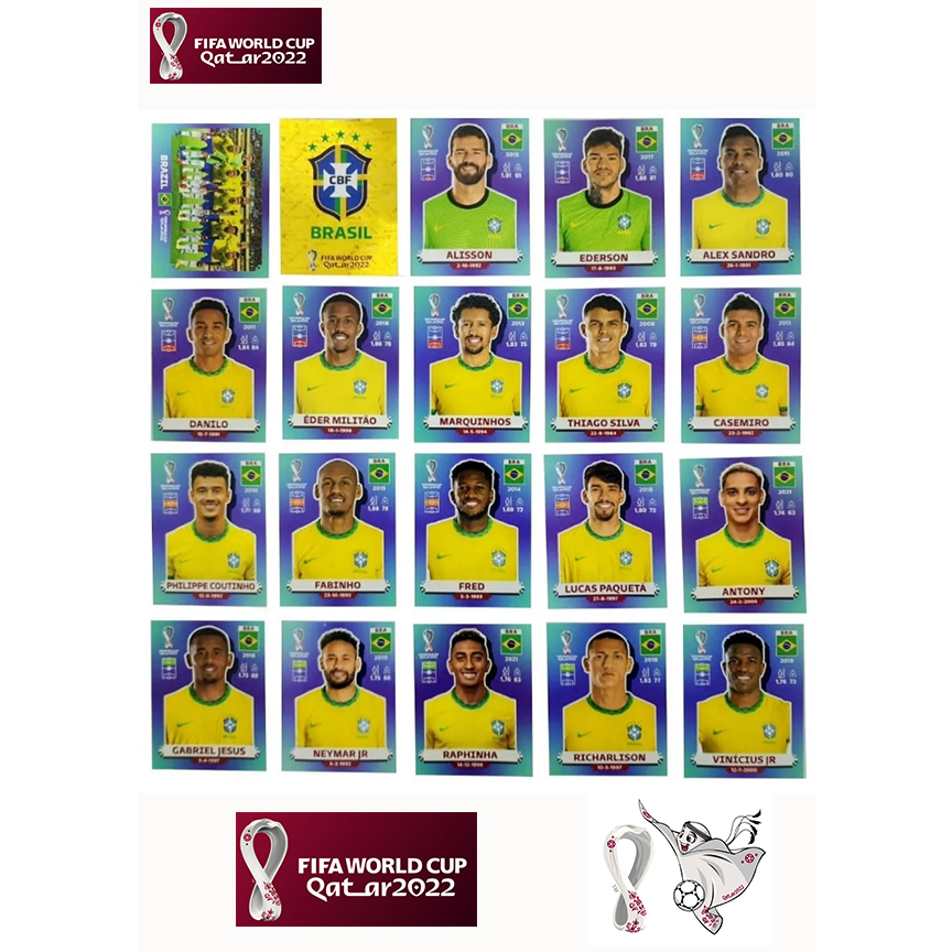KIT FIGURINHA COPA 2022 - SELEÇÃO BRASILEIRA COMPLETA SMILAR