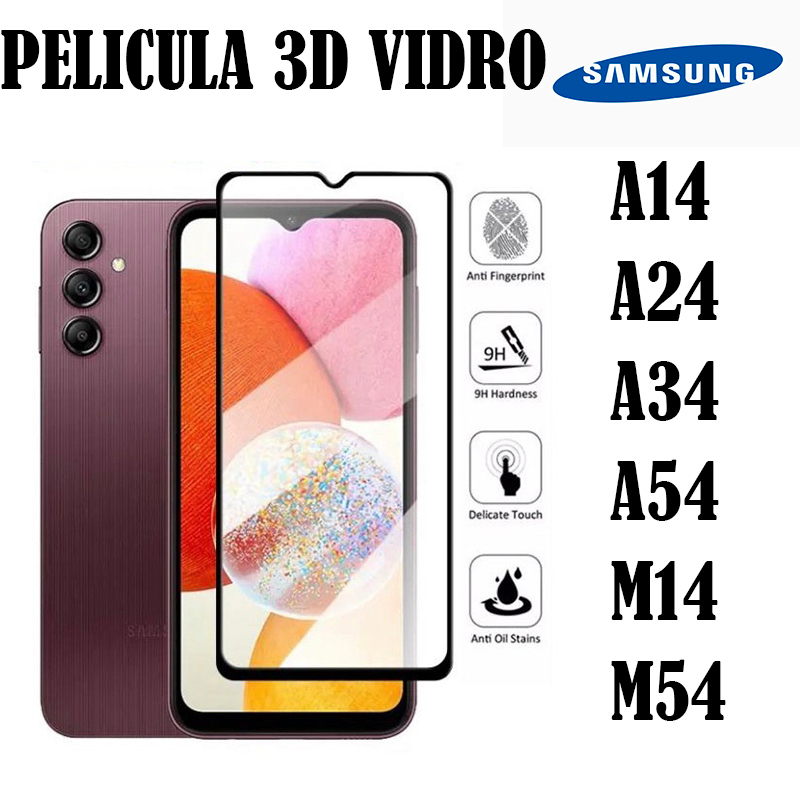 Película De Vidro 3D Samsung Galaxy M14/M54/A14/A24/A34/A54 Protetor da Tela