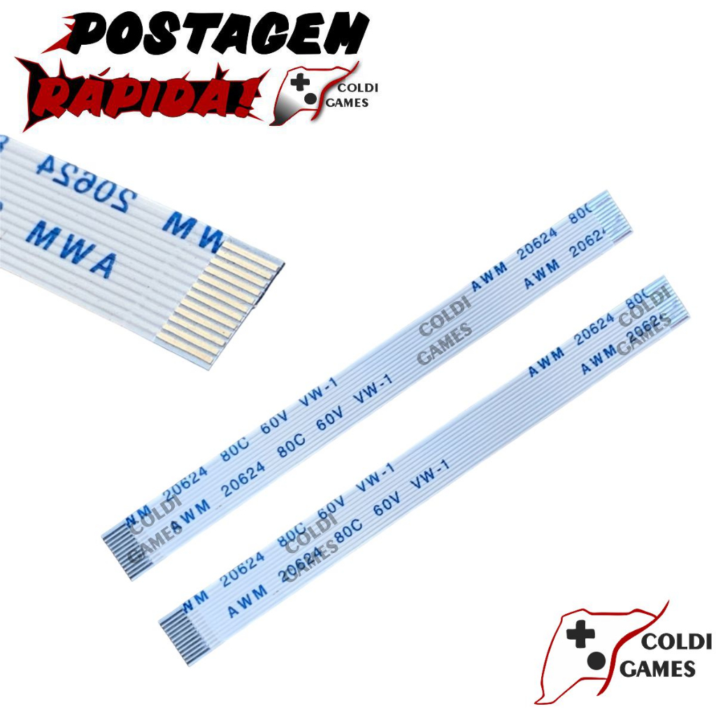 2 Cabos Flat 12 Vias Controle Ps4 Jds/Jdm 011,030,040, e 055