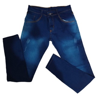 Calça Jeans Masculina Skinny Slim Elastano Lycra - Azul