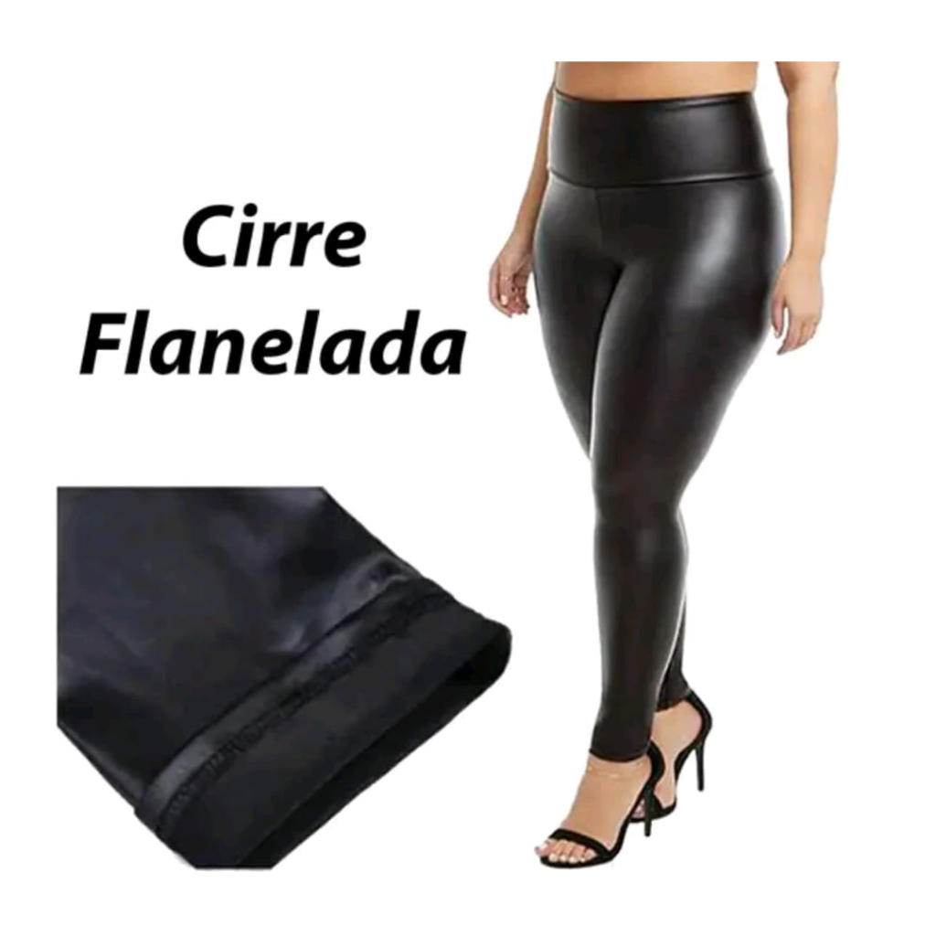 Calça Legging Plus Size Cirre Flanelada Grossa Forrada Peluciada