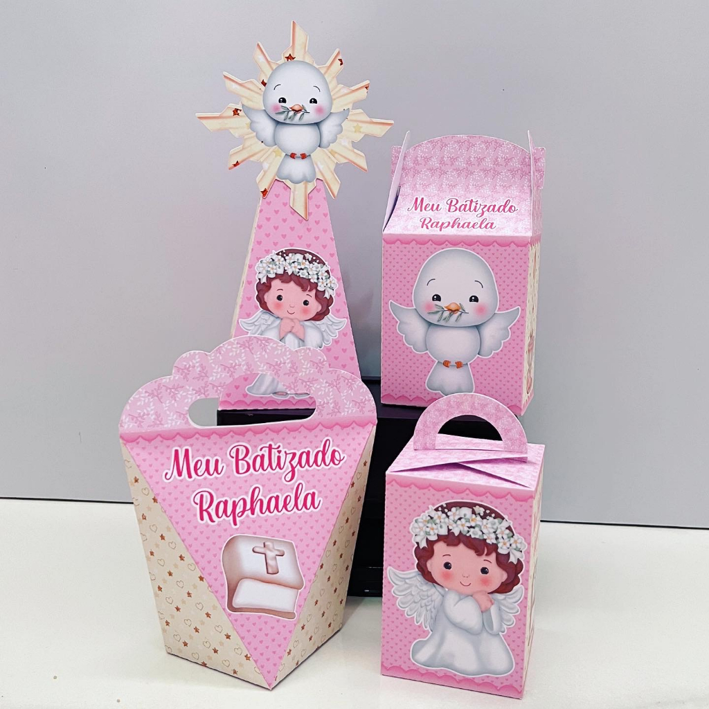 Kit Pegue e Monte Batizado - kit festa - lembrancinha - aniversario - caixinhas personalizadas - festa infantil