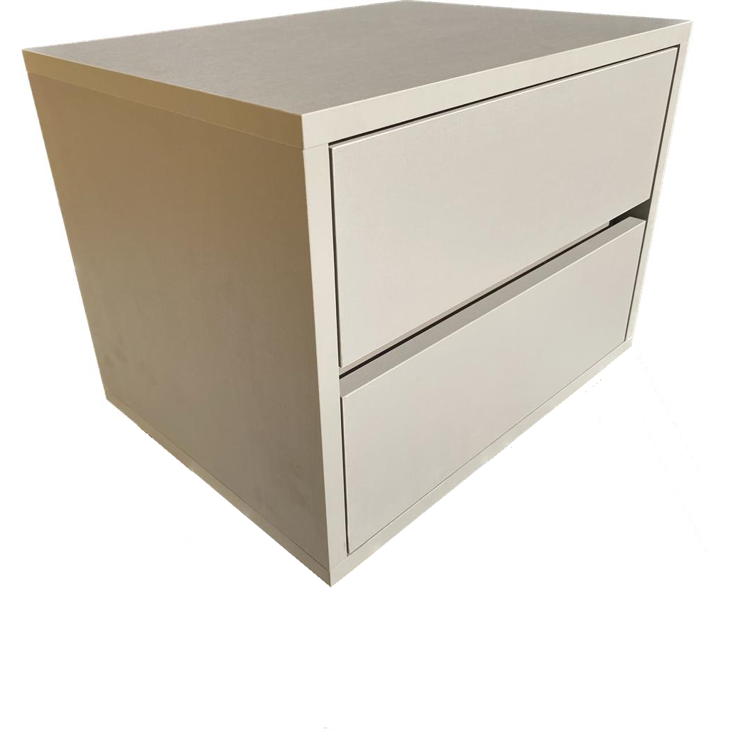 Kit 2 Mesa de cabeceira com 2 gavetas, 100% mdf cor Titânio Trama 30x30x30